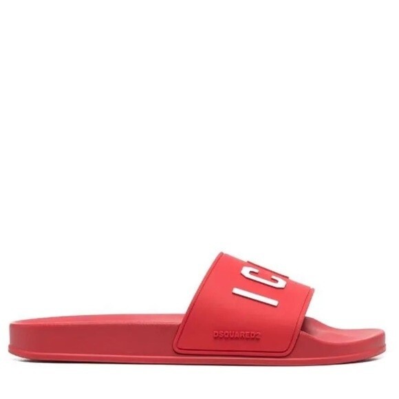 Dsquared2 Logo-Embossed Sliders in Red and White 38 - Picture 4 of 14